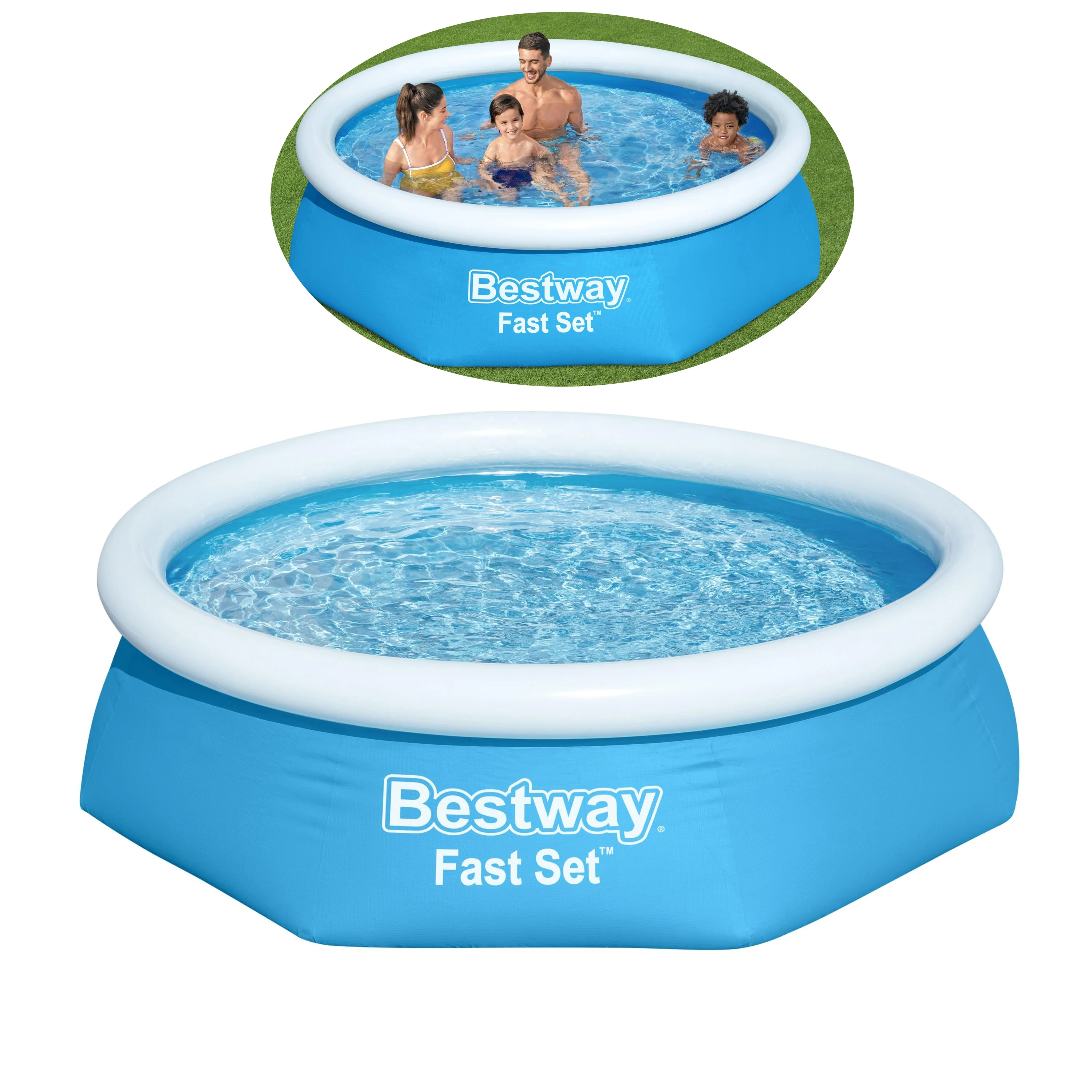 

Bestway 57448 8' x 24"/2.44m x 61cm Inflatable Round Above Ground swimming pools Water Games Pool, As photo