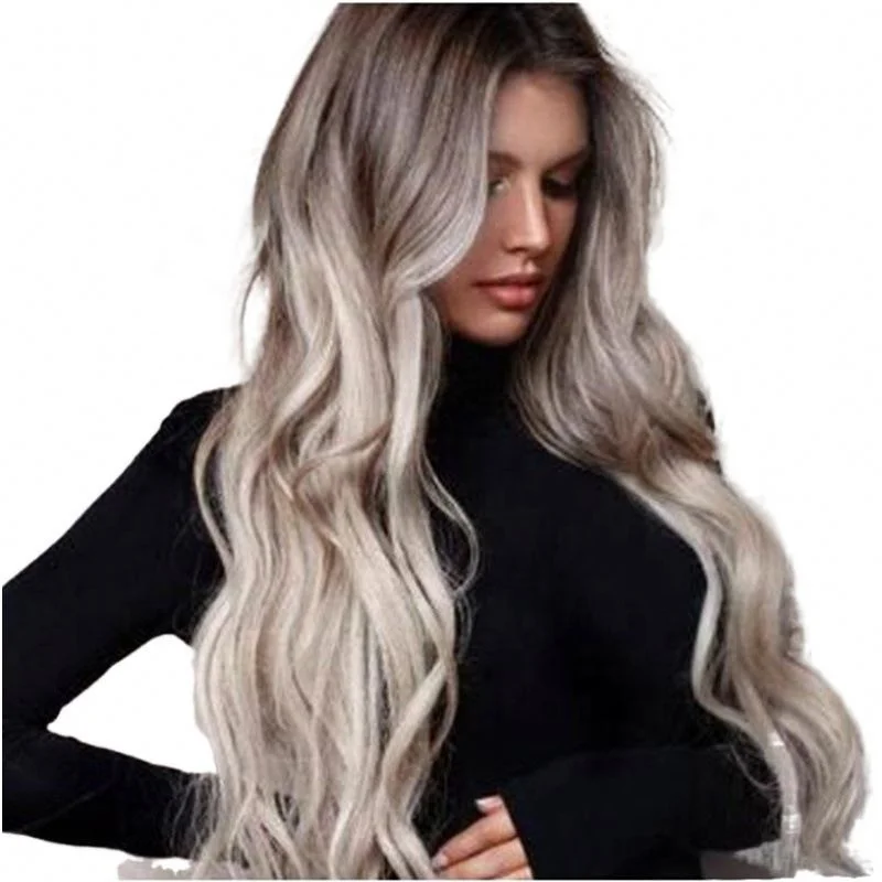 

2021 Wholesale Beautiful Long human hair women Body Wave ash Blonde wigs