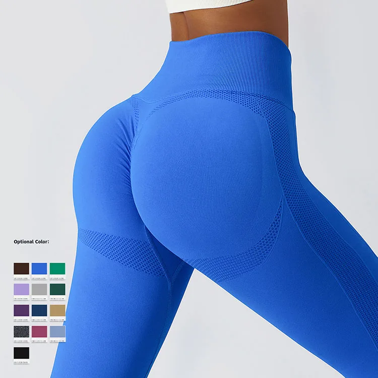 Outdoor Running Fitness Pants Hip Lifting Yoga Pants Womens Seamless Knitted Tight High Waist Breathable Sports Yoga Pants