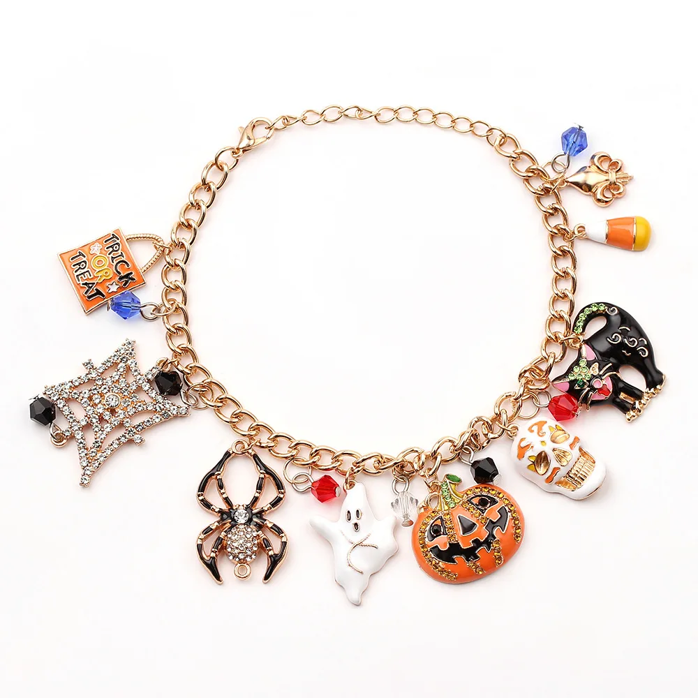 

Scary Super Game Movie Soundtrack Cosplay Costume pulsera Jack Skellington Sally Snowflakes Skull Pendant Pumpkin Charm Bracelet