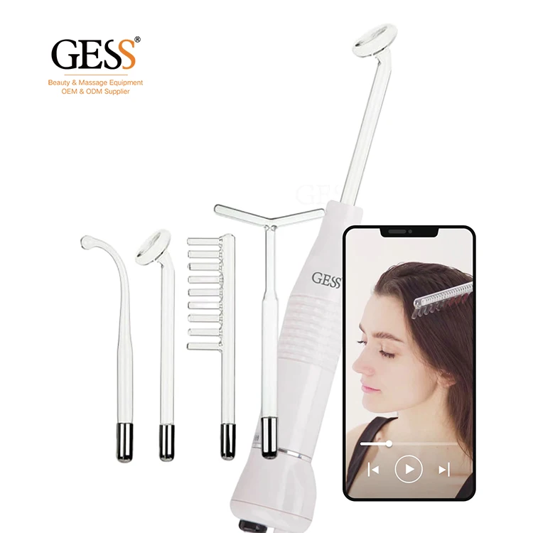 

GESS623 Factory Skin Beauty Device Wands Therapy Facial Care Portable Handheld High Frequency Face Wand, Lemon yellow