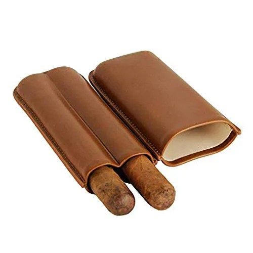 棕色真皮雪茄袋可调雪茄盒旅行持有人