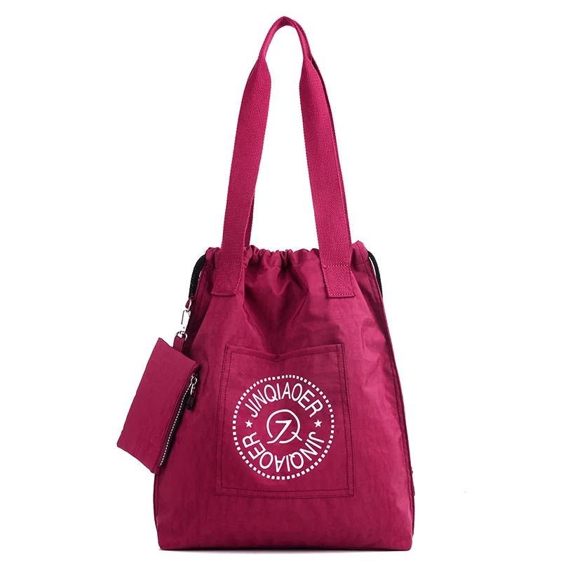 

Ladies waterproof nano nylon shoulder tote string leisure daily bag