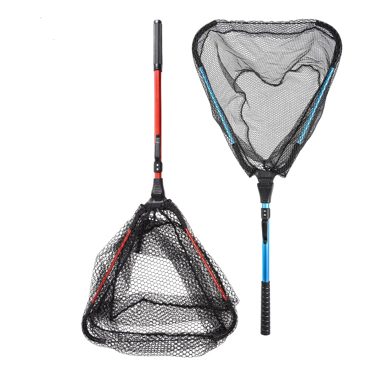 

Wholesale Retractable Design Aluminum Alloy Single Section Triangle Folding Pole Handle Fishing Net with Waterproof Nylon Mesh, Blue, red