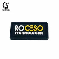 

Custom color 3D brand logo raised clothes rubber name tag by factory