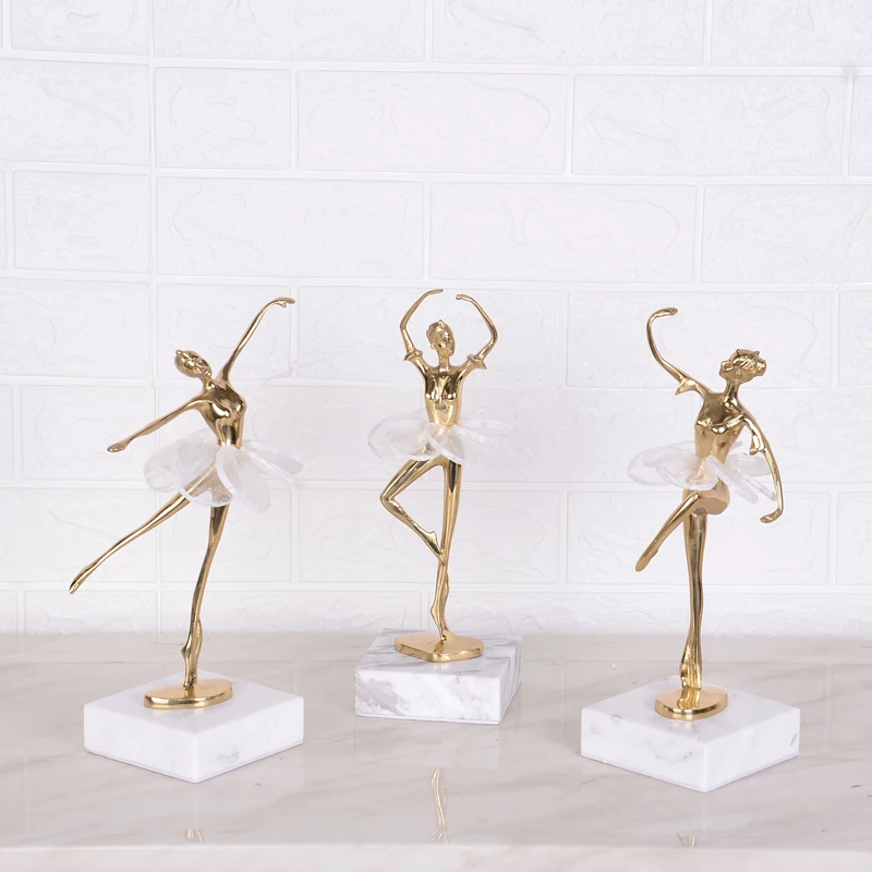 

BRASS BALLET SCULPTURE WITH SELENITE DRESS LUXURY GIRLS ROOM DECOR INTERIOR HOME ACCENT