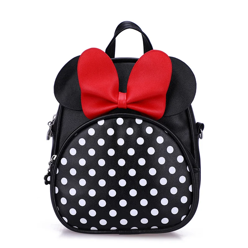 

Girls Bowknot Polka Dot Cute Small Mouse Backpack School Shoulder Bag Purse, Customized color