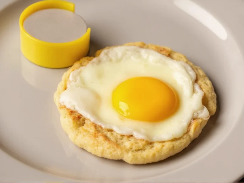 Ring mold creating perfect circular egg for McMuffin