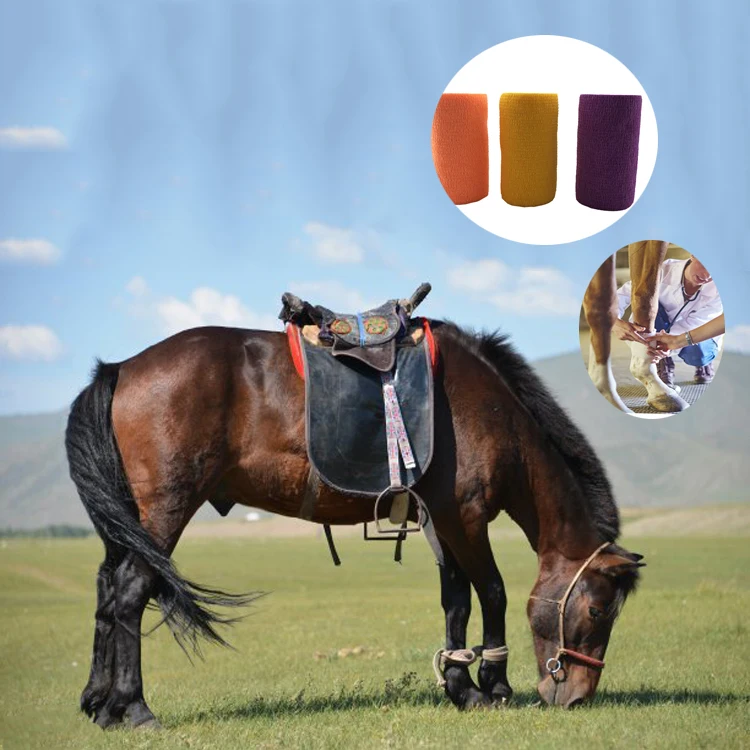 

Stock Bandage 10cm x 4.5m (4"x5yards) Self Adhesive Animal Leg horse products Hoof Wrap Elastic Cohesive Horse Bandage, Various colors