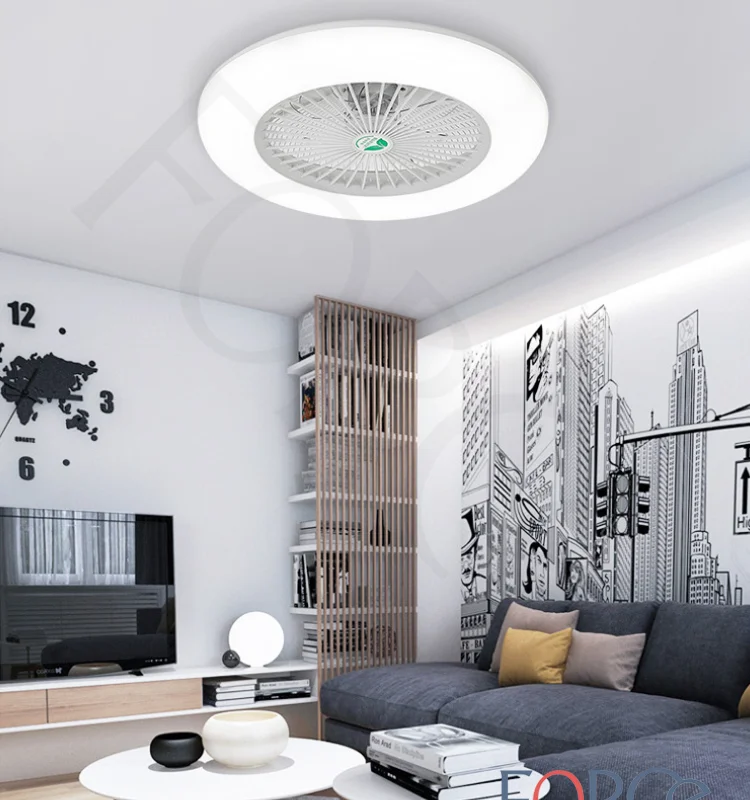 Cheap Price 22 inch Decorative Ceiling Fan Lighet Bladeless Remote controller Ceiling Fan with LED Light