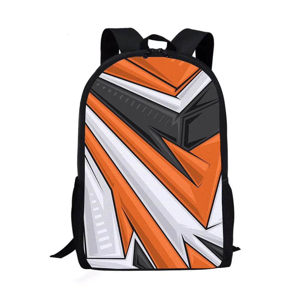 

Hot sell Customized on demand Sport geometric pattern image novation Polyester kids children school bags backpack