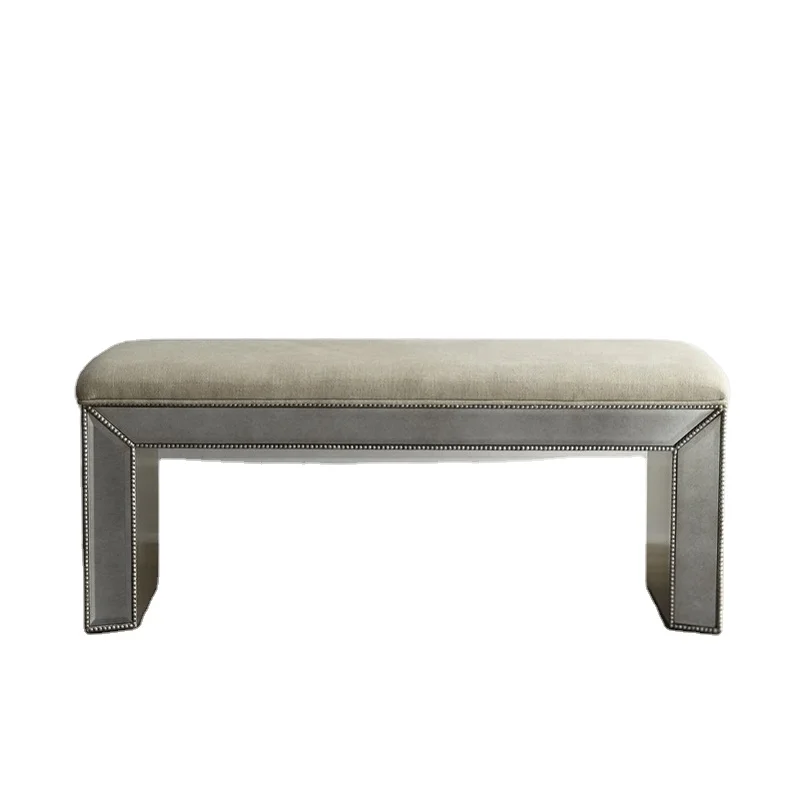 
hand made bead design bevel edged mirrored high end bed end stool 