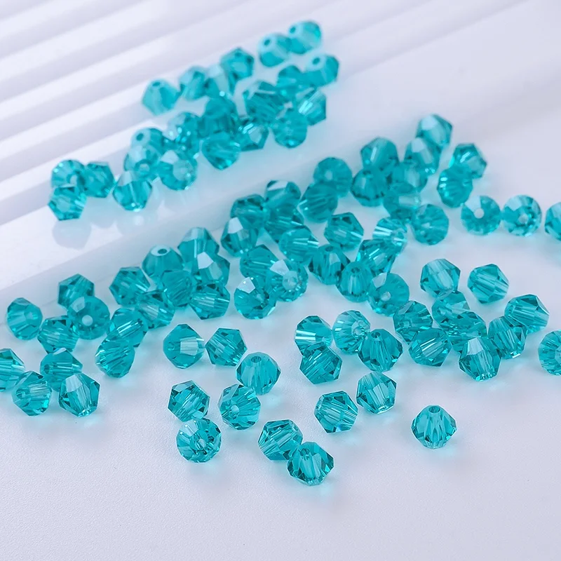 

Factory Colorful rondelle bicone beads 4 mm Aquamarine Loose Glass crystal Beads With Hole For DIY Jewelry