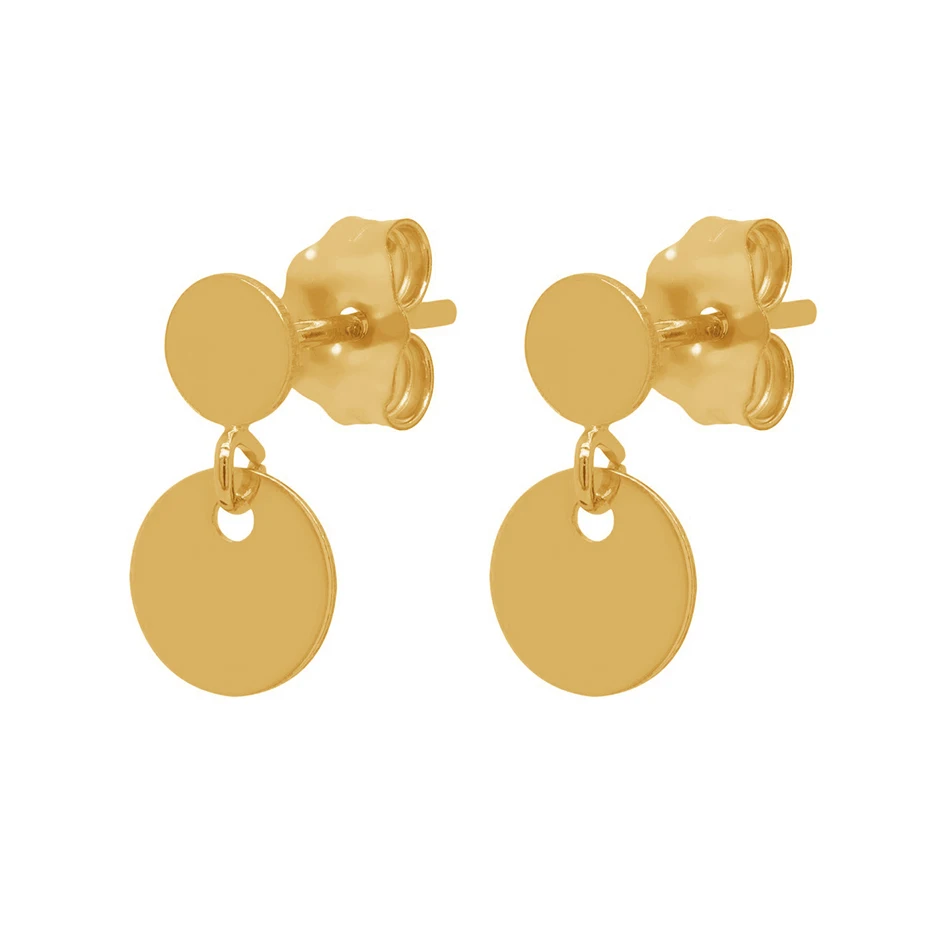 

turkish jewelry manufacturers 925 sterling silver jewelry 18k gold plated daily wear mini double disc stud earrings for women