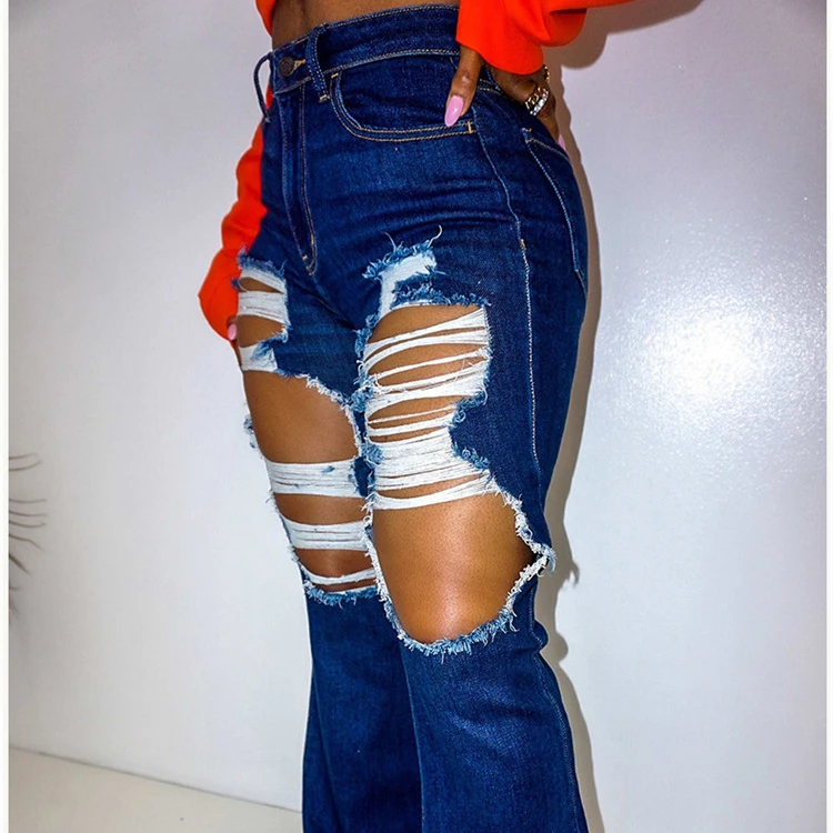 

C1096-womens fashion trendy 2021 clothing high waisted ripped jeans women denim jeans pants