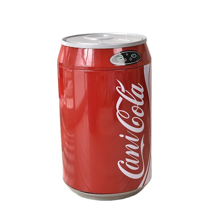 

Environmental protection household living room automatic induction type stainless steel cola can fashion round waste trash can, Blue/red
