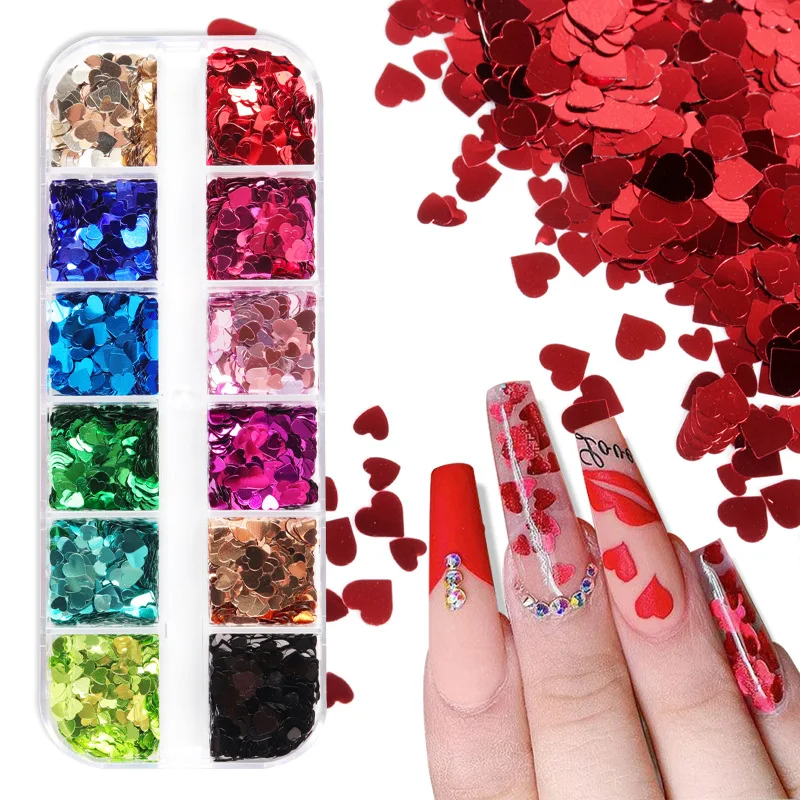 

New 12 Grid Fluorescent Butterfly Nail Art Sequin Jewelry Handmade DIY Available for Nails Decoration Stickers, Multi color