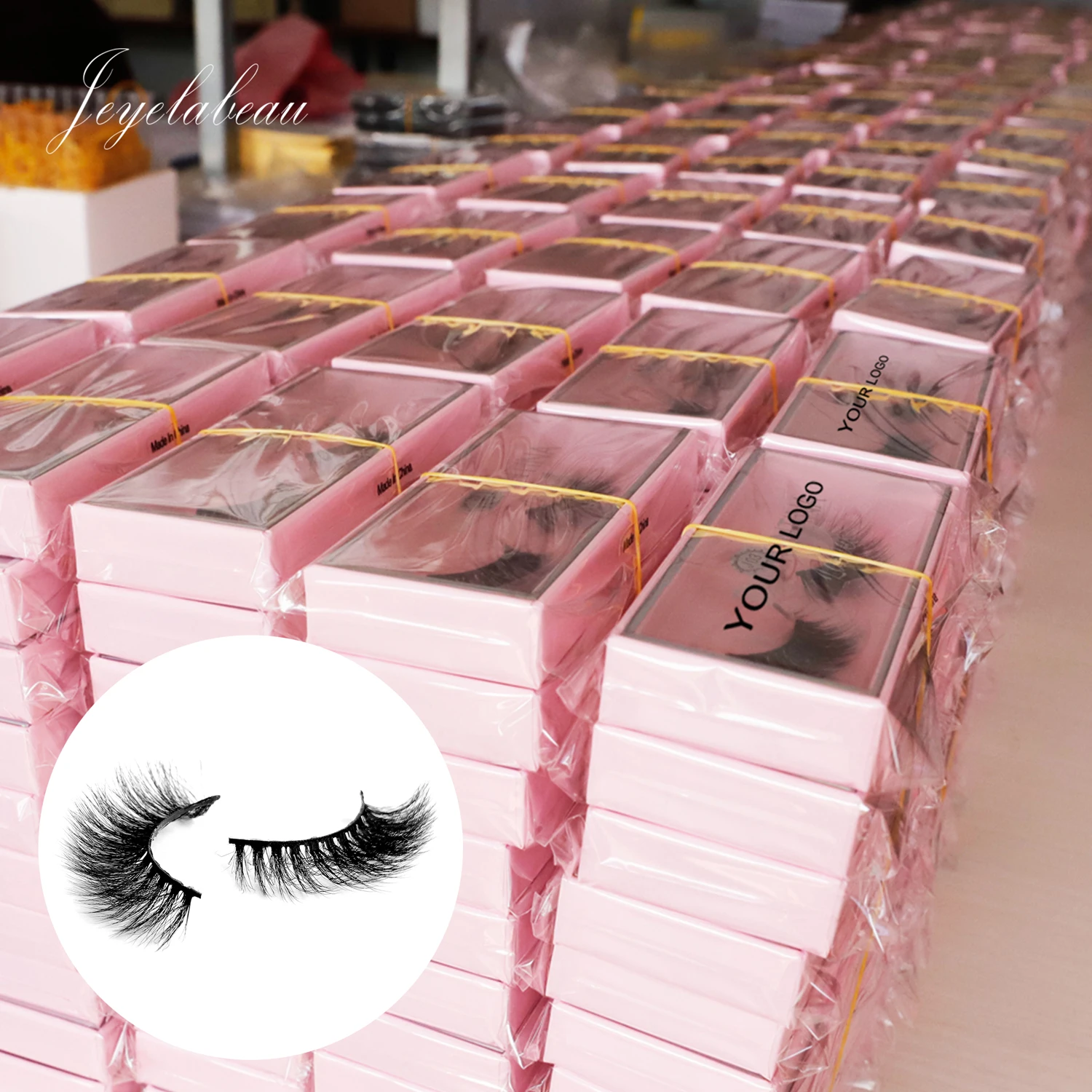 

Wholesale 100% handmade 3D faux Mink lashes false Eyelash Manufacturer with custom package, Natural black