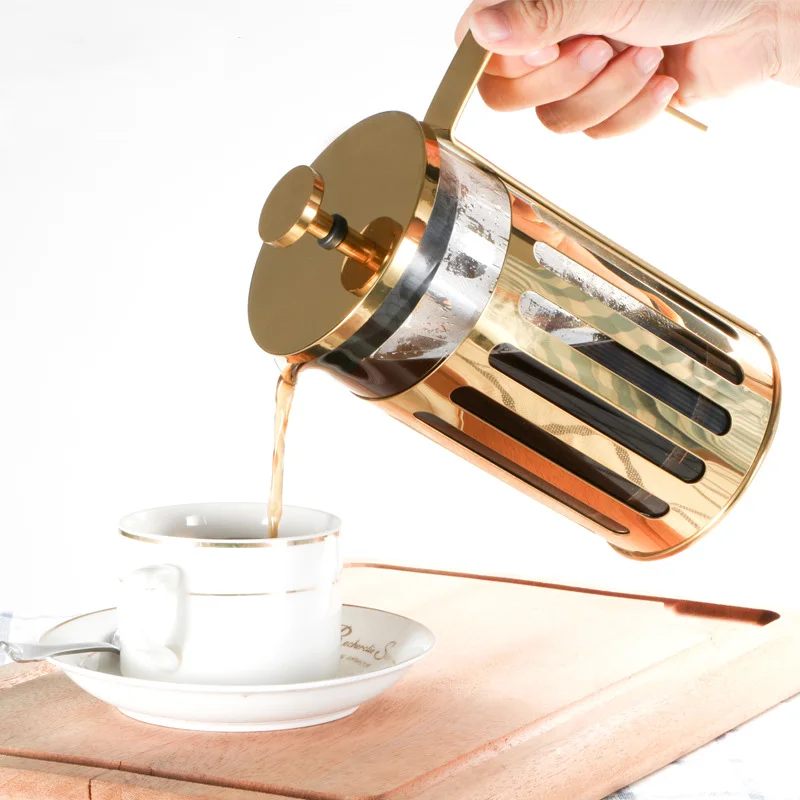

350ml 600ml 1000ml Portable Borosilicate Glass Stainless Steel Shelf French Pressing Pot Gift Coffee Maker, Transparent