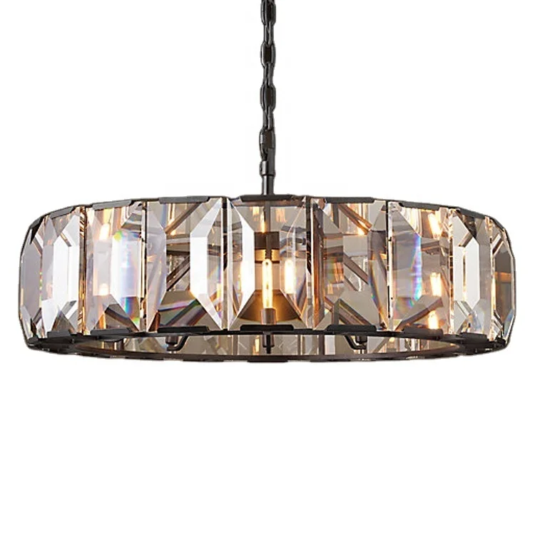 

Modern Restaurant Lamp Hotel Crystal Chandelier Luxury Home Pendant Crystal Light Contemporary Harlow Chandelier CZ2583A/10 43", Matt black & plating gold & plating chrome