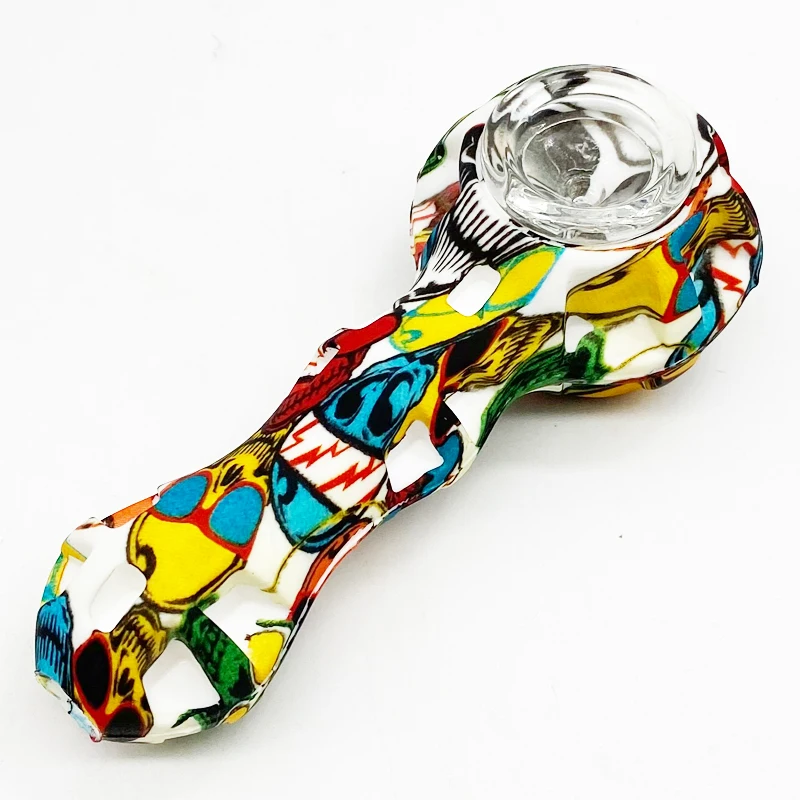 

SHINY Cheap Price Smoking Silicone Pipe Bubbler Weed Cigar Pipe with glass bowl, Mix colors