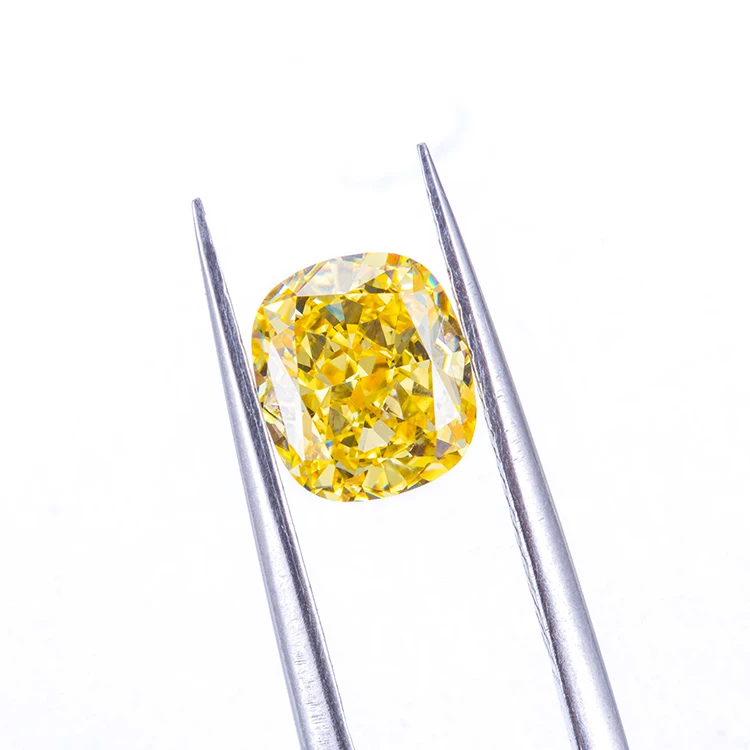 

Wholesale Cushion cut loose gemstone for yellow diamond earring simulant Yellow diamond, Fancy yellow diamond