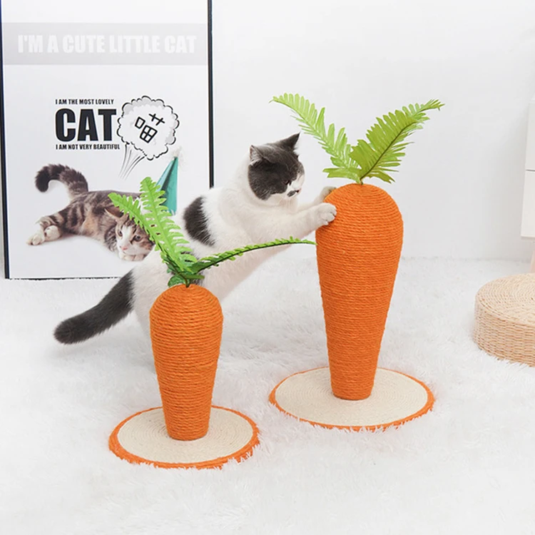 

Carrot Cat Scratching Post Claw Scratcher With Sisal Rope Vertical Durable Cat Scratch for Kitten and Cat, Orange