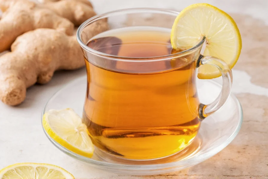 Fresh ginger root sliced for tea preparation