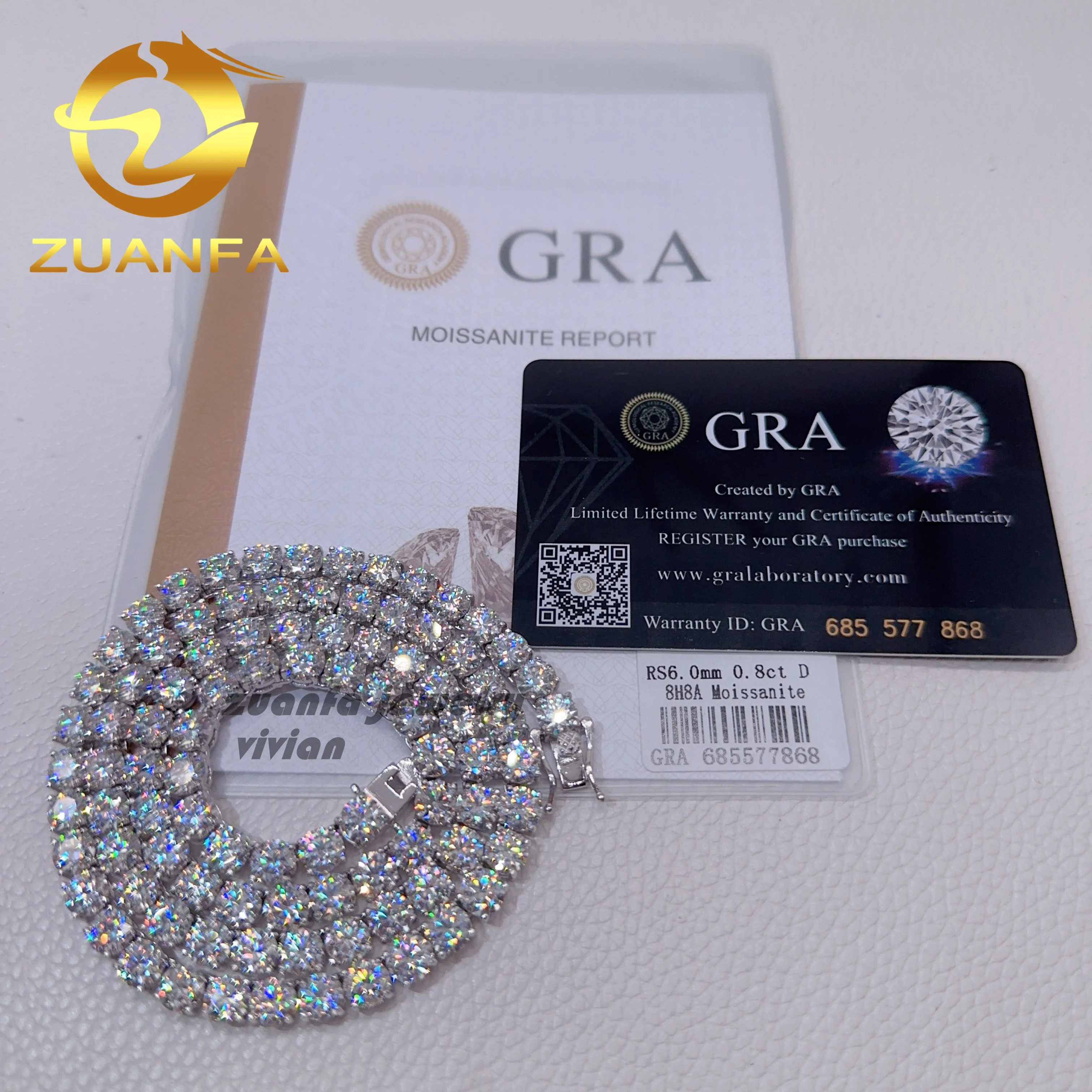 

Pass diamond tester 18k gold plated 925 silver tennis necklace vvs moissanite tennis chain
