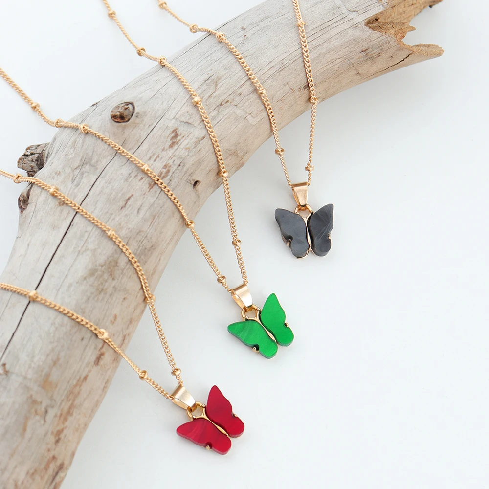 

Wholesale Butterfly Necklace Colorful Butterfly Pendant Necklace Girlfriend Gift Jewelry Women Jewelry Making, Gold