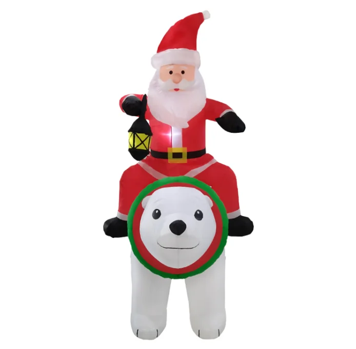 

Custom outdoor inflatable Christmas decorations riding polar bear Santa Claus Inflatable bear riding Santa Claus