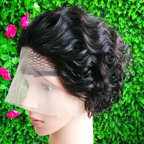 

13x4x1 T Part Lace Frontal Pixie Cut Curly Wig,Bleached Knots Short Brazilian Wig,Hd Lace Human Hair Wig For Black Women