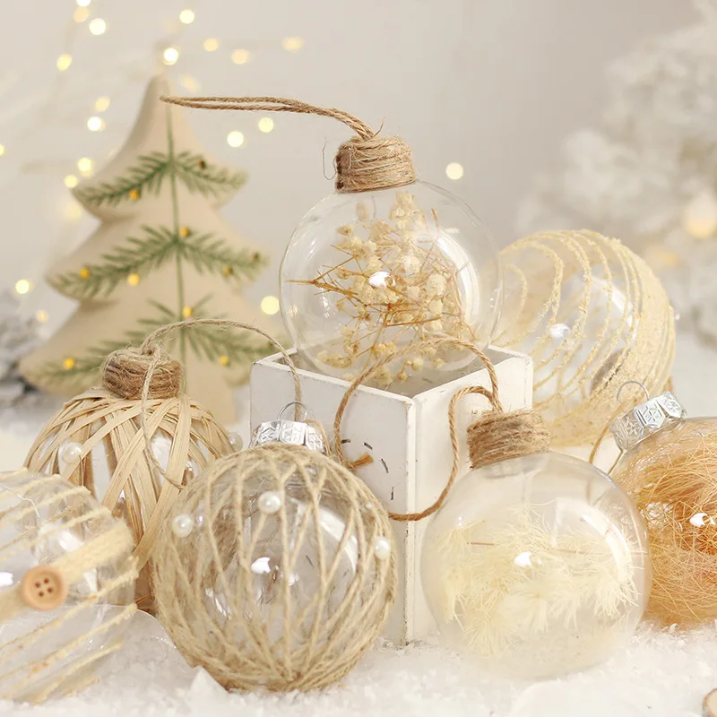 

6pcs/Set Christmas Ball Ornaments Plastic X-mas Tree Decoration Adornos Navidad 2024 Festive Party Supplies Polystyrene Baubles