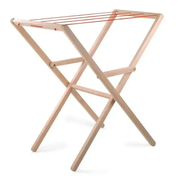 Natural Bamboo Clothes Airer With Wings Foldable Holders Laundry Drying