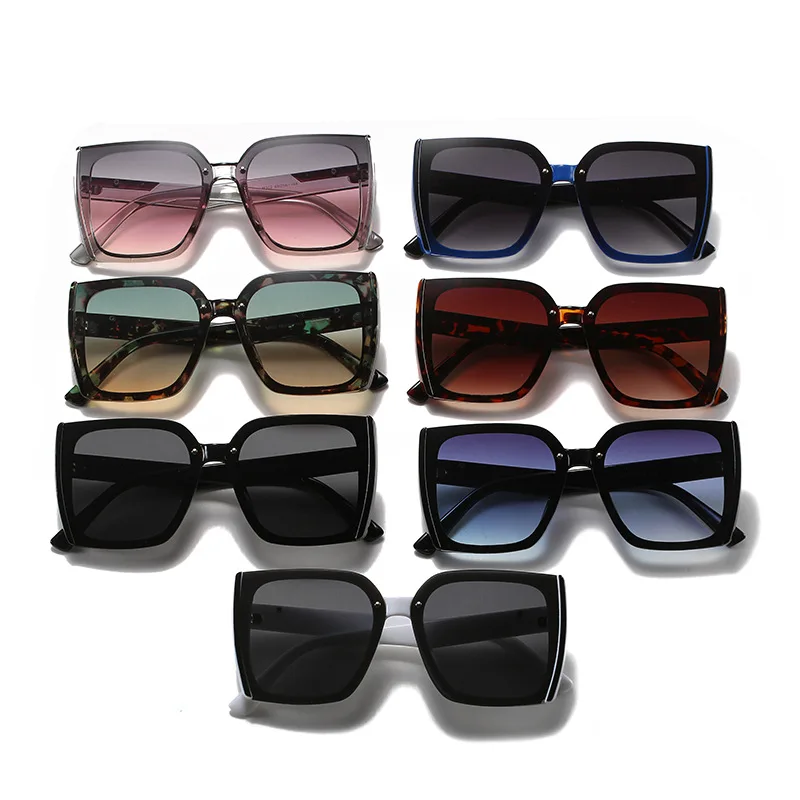 

New Designer Logo Oversized Plastic Frame UV400 Square Fashion Shade Sun Glass Sunglasses, 7 colors