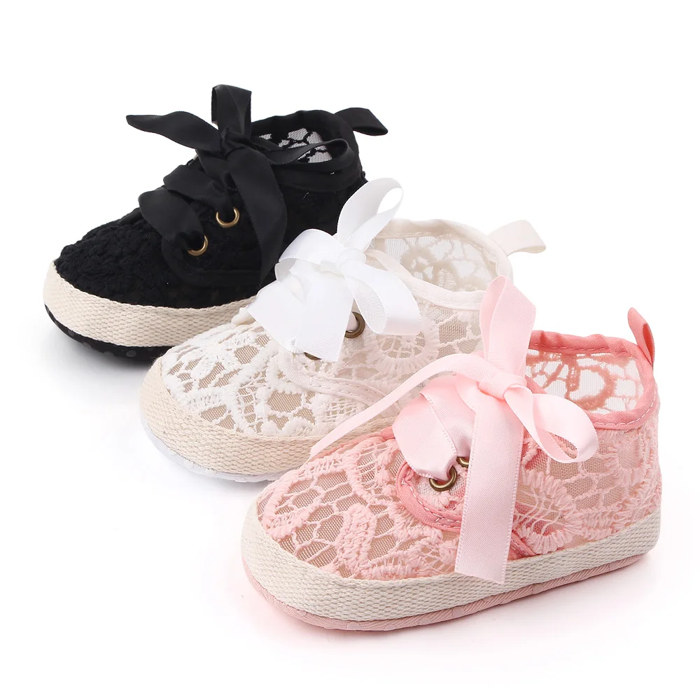

New arrival lace up summer baby girl shoes, White/pink/black