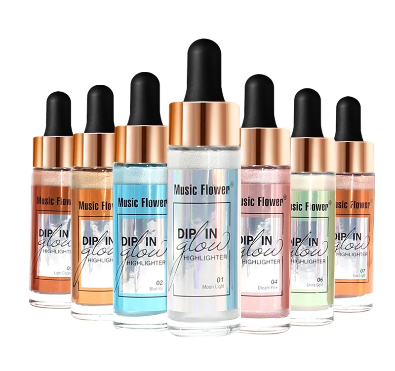 

Music flower wholesale private label glow lotion face highlighter makeup body shimmer glitter highlighter spray, 7colors