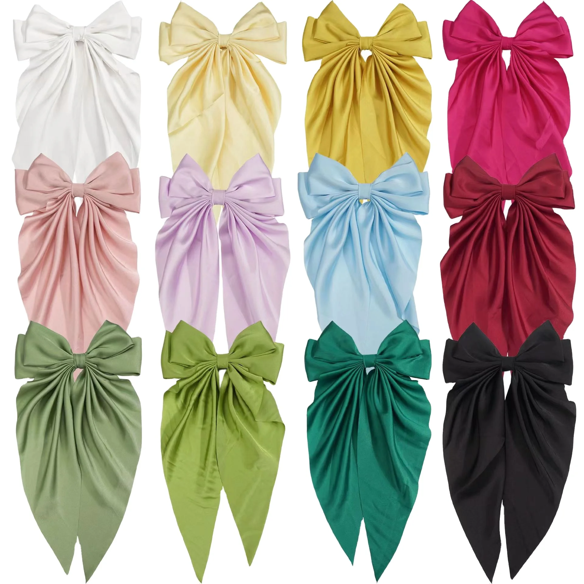 

Big Size Hair Bow Ties Hair Clips Texture Satin Bow Hairpin Girl Hair Accessories For Women Summer Bowknot Hairpins