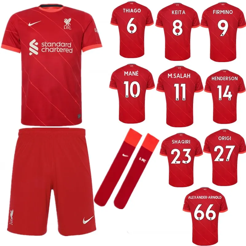 

NIKE Men Soccer Uniform Liverpool M.Salah Thiago Firmino Soccer Jerseys and Shorts and Socks Home Red