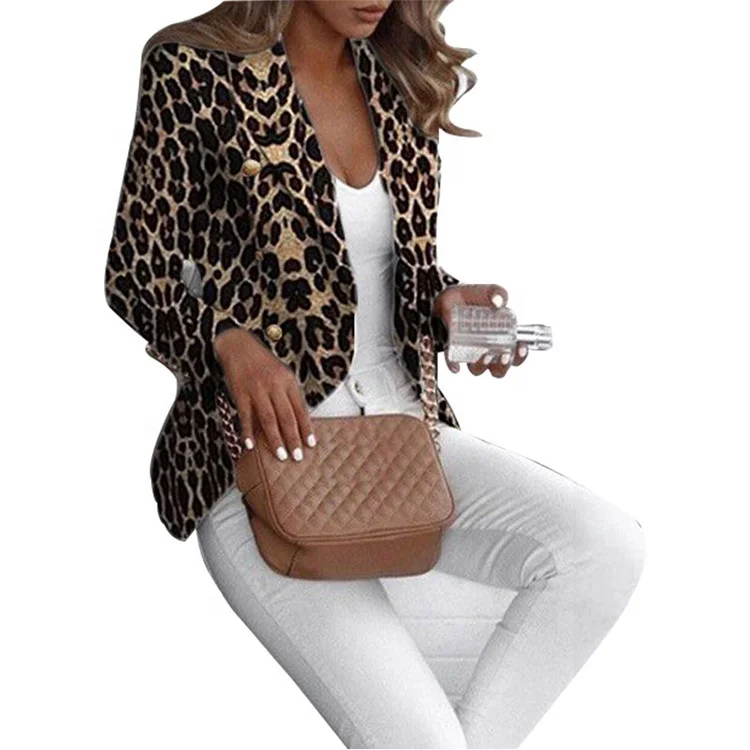 

2020 Hot Style Leopard Coat Winter Lapel Suit Women Lady Business Suits Women Jacket