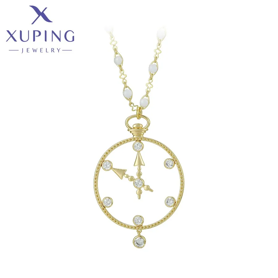 

A00919171 Xuping Jewelry Fashion Design Sense Clock Style 14k Gold Jewelry Necklace Girls Necklace