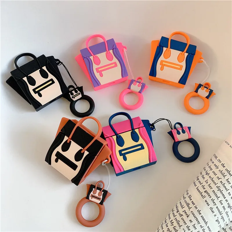 

3D Luggage Boston Bag Shape Silicone Protective Case Cover for AirPods 1 2 Gen