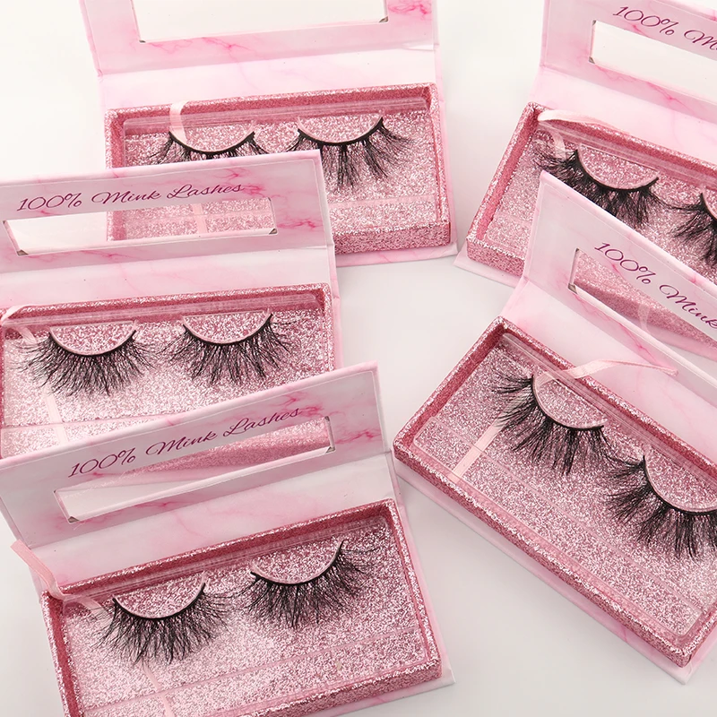 

3D Mink natural type cruelty free eyelashes vendor with custom lashes packaging box samples
