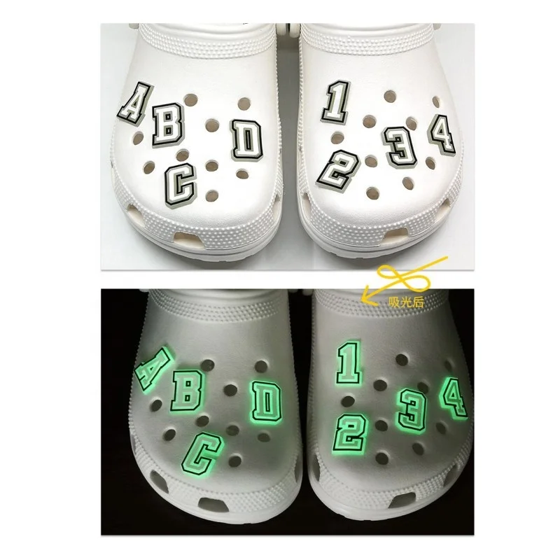 

Personalized alphanumeric beach garden shoes fluorescent charm decorative shoes flower buckle