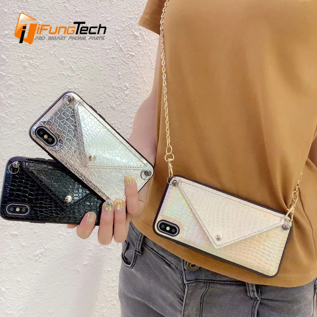 

Credit Card Snake Skin Phone Case Wallet Strap Crossbody Long Chain for iPhone XR XSMax 6S 8 7 plus Fashion luxury Back cover