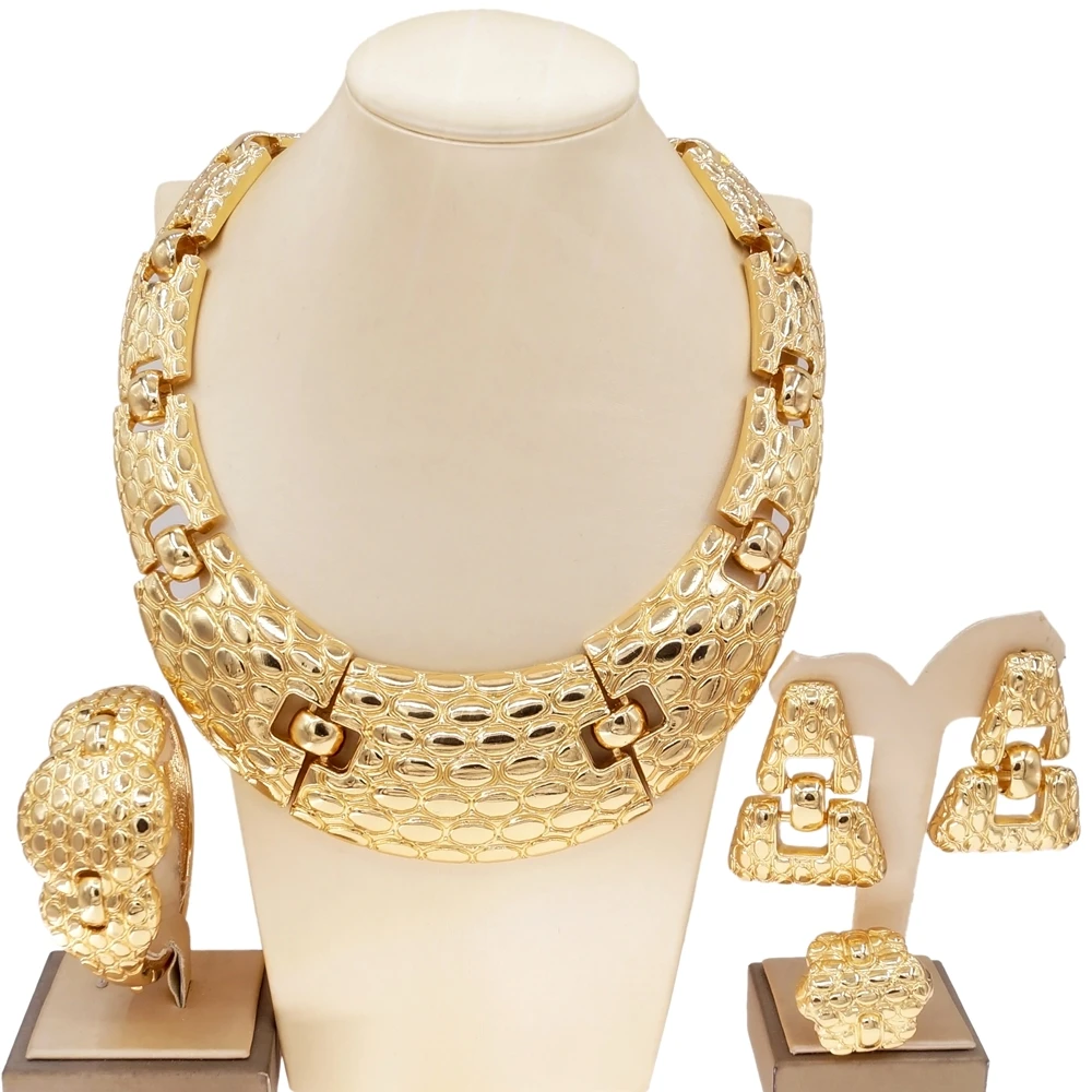 

Jewelry set 2021 Latest Design 24k Gold Plated Italian jewelry Set Fashion Brazilian Luxury Jewelry Set For Women