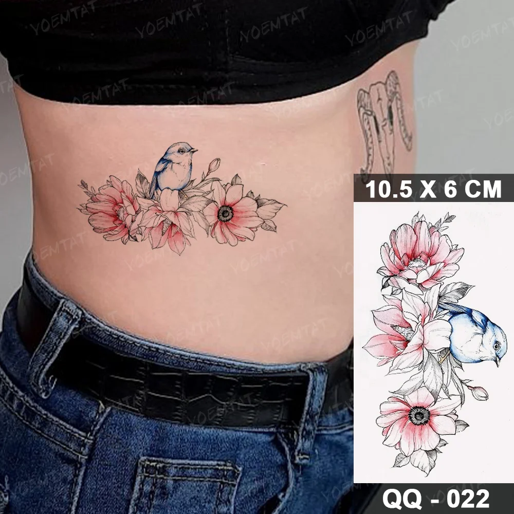

New Watercolor Peach Blossom Design Tatoo Small Size Waterproof Tattoos Body Art Tattoo Stickers Temporary, Cmyk