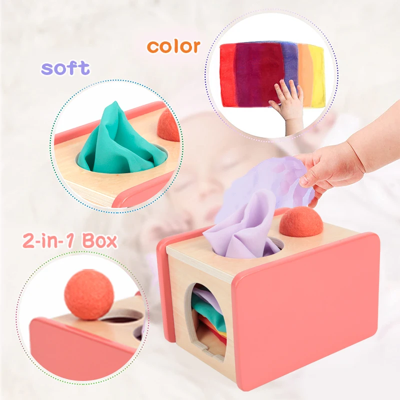 

Preschool Training Game Early Educational Kids Wooden Sensory Montessori Toys Baby Magic Tissue Box Toy For 6-12 Months ball