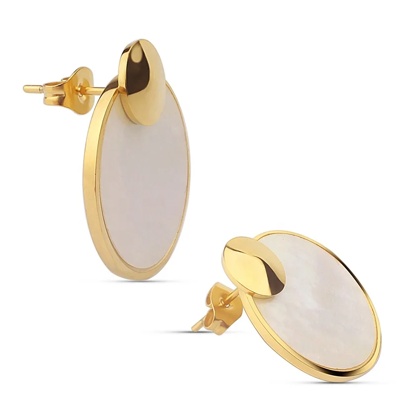 

New Arrival Women's Fashion Korea's Minimalist Fashion Shell Jewelry Wholesale 18K Gold Plated Earrings Jewelry, Gold, rose gold, steel