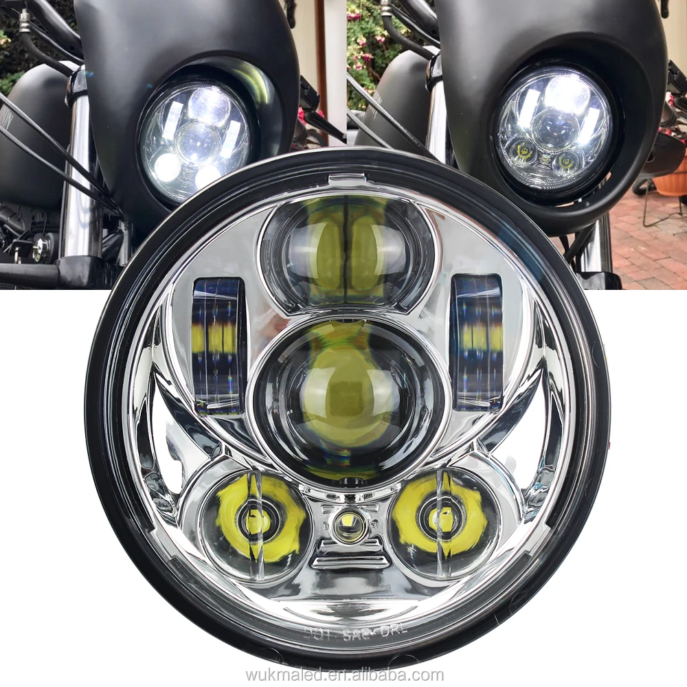 Wukma Fit For Yamaha XVS650 Custom, XSR900, XSR700, XJR1300, XVS950 Led Headlight 5.75 inch with Bracket
